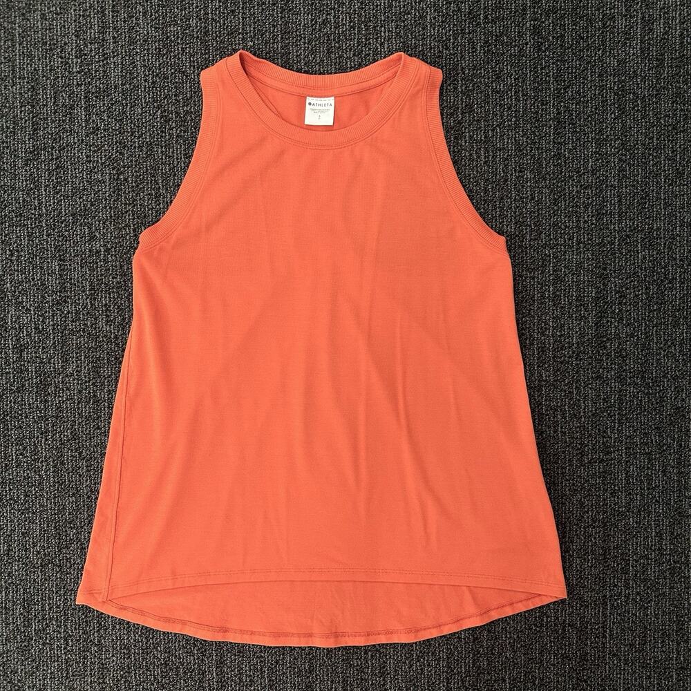 Athleta Tank Top Small Orange Racerback Workout Top Gym High Neck Size Small S